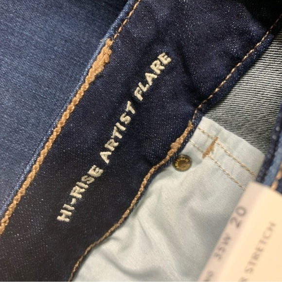 American Eagle women’s dark blue hi rise artist flare jeans 20 long - Picture 4 of 12